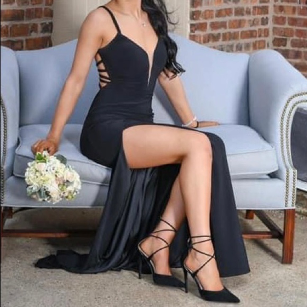 Black La Femme Evening Gown / prom dress